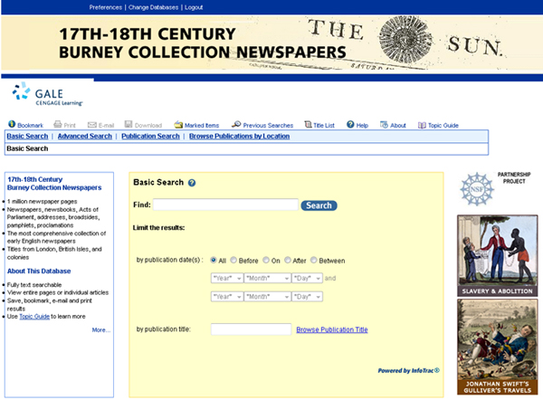 17th and 18th Century Burney Collection Newspapers 