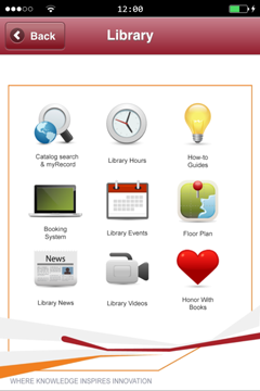Library page at iPolyU app