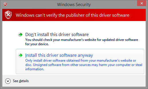 Windows security alert dialog