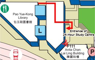 Location map of 24-Hour Study Centre, 1/F North Wing