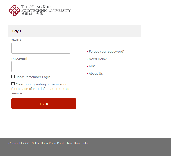 Sample login screen for off-campus access of e-resources